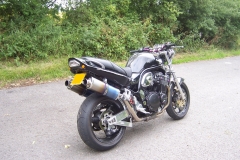 Suzuki GSF 1200 BanditA16 Twin High Level ExhaustsA16 Road Legal Coloured Titanium Exhausts with Traditional Spouts(these are our old style traditional spouts)