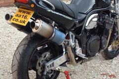 Suzuki GSF 1200 BanditA16 Twin High Level ExhaustsA16 Road Legal Coloured Titanium Exhausts with Traditional Spouts(these are our old style traditional spouts)