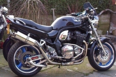 Suzuki GSF 1200 BanditA16 Twin High Level ExhaustsA16 Road Legal Stainless Exhausts with Traditional Spouts