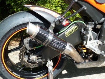 A16 Carbon Moto GP Exhaust with Titanium Type Slashcut Outlet