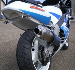 Suzuki GSXR SRAD 600 750 <p>A16 Undertray Kit and A16 Coloured Titanium Road Legal Exhaust with Traditonal Spout</p>