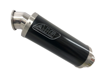 A16 Moto GP Black Stainless Exhaust with Polished Traditional Spout