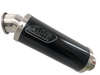 A16 Moto GP Black Stainless Exhaust with Polished Traditional Spout