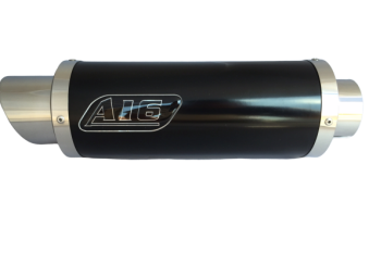 A16 Moto GP Black Stainless Exhaust with Polished Slashcut Outlet