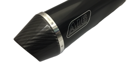 A16 Road Legal Black Stainless Exhaust with Carbon Cap Outlet