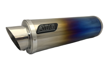 A16 Road Legal Coloured Titanium Exhaust with Polished Slashcut Outlet