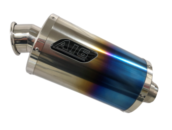A16 Stubby Coloured Titanium Exhaust with Polished Traditional Spout