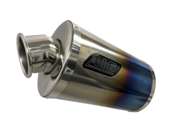 A16 Stubby Coloured Titanium Exhaust with Polished Traditional Spout