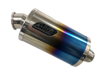 A16 Stubby Coloured Titanium Exhaust with Polished Traditional Spout