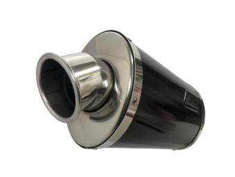 A16 Stubby Black Stainless Exhaust with Polished Traditional Spout