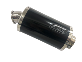 A16 Stubby Black Stainless Exhaust with Polished Traditional Spout