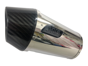 A16 Stubby Stainless Exhaust with Carbon Cap Outlet