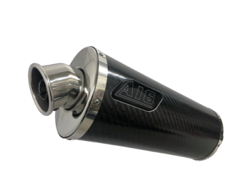 A16 Carbon Oval Race Exhaust with PolishedTraditional Spout