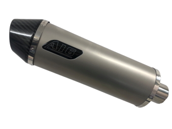 A16 Plain Titanium Oval Race Exhaust with Carbon Cap Outlet