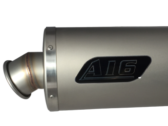 A16 Plain Titanium Oval Race Exhaust with Titanium Type Traditional Spout