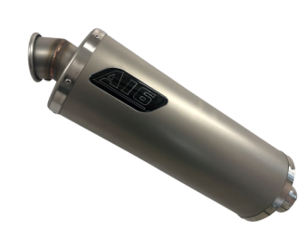 A16 Plain Titanium Oval Race Exhaust with Titanium Type Traditional Spout