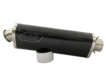 A16 Carbon Tri-Oval Race Exhaust with Traditional Spout with Spring Hooks on inlet
