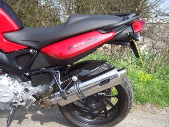 BMW F800S 2006 onwards <p> A16 Road Legal Stainless Exhaust with Polished Slashcut Outlet</p><br/>