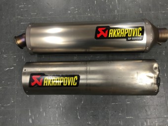 Refurbished Titanium Akrapovic Exhaust with Damaged Sleeve that's been removed