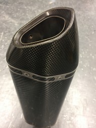 Pair of Refurbished Carbon Akrapovic Exhausts with Carbon Cap Outlets