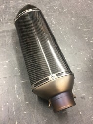 Pair of Refurbished Carbon Akrapovic Exhausts with Carbon Cap Outlets