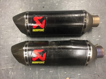 Akrapovic Exhausts with Carbon Cap Outlets to be refurbished by A16 Road n Race Supplies
