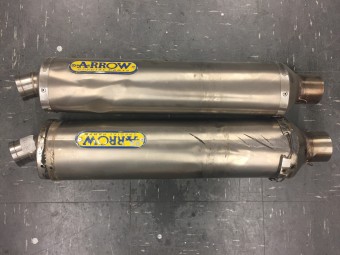 Pair of  Arrow Exhausts to be Refurbished by A16 Road n Race Supplies