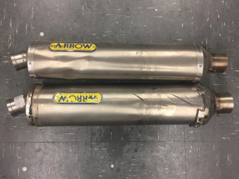 Pair of Arrow Exhausts to be Refurbished by A16 Road n Race Supplies