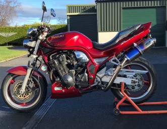 Suzuki GSF 1200 Bandit<p>A16 Twin High Level Exhausts</p><p>A16 Road Legal Coloured Titanium with Traditional Spouts</p><br />
