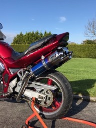 Suzuki GSF 1200 Bandit<p>A16 Twin High Level Exhausts</p><p>Road Legal Coloured Titanium with Traditional Spouts</p><br />