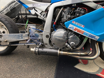 Suzuki GSXR 1100 Slingshot Drag Racer <p>A16 Moto GP Carbon Exhaust with Polished Slashcut Outlet</p><br>